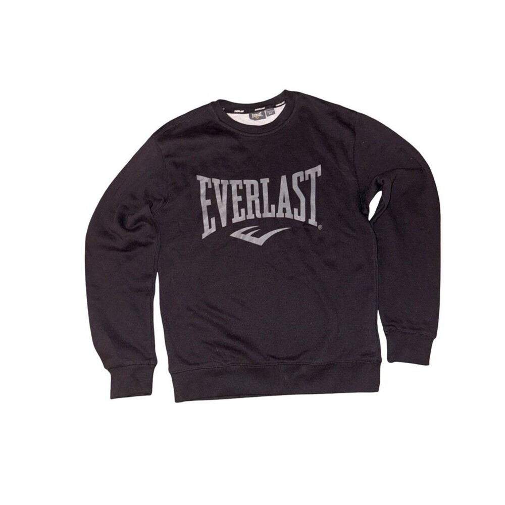 Everlast Sweatshirt  Mens Small Black Gray Logo Pullover Crewneck NWT